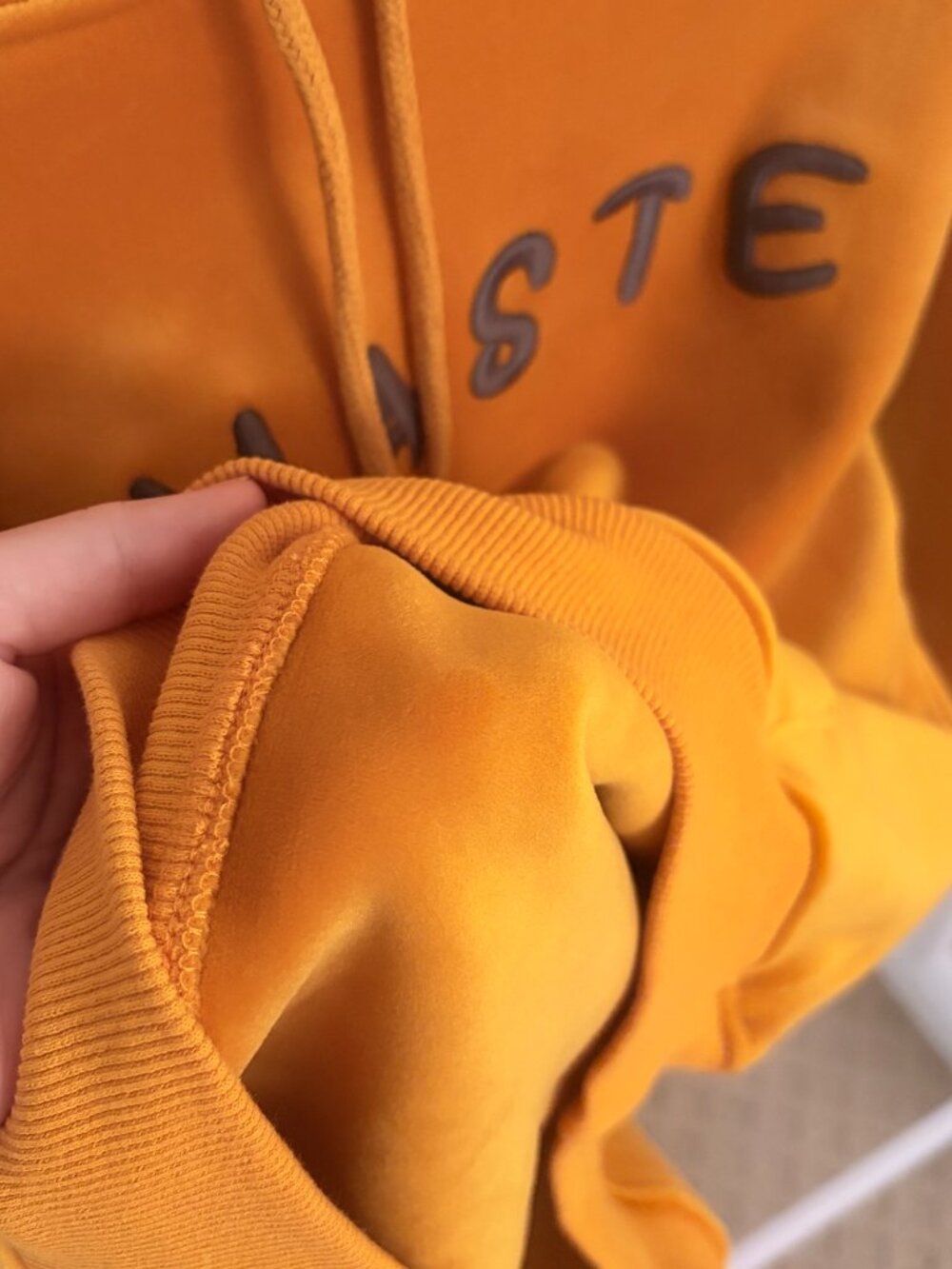 NWOT Mustard 'Namaste' Embroidered Velour Hoodie - Size M - Picture 3 of 3